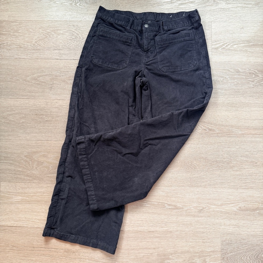 AE Low Rise Baggy Wide Leg Corduroy Pants, Size 14, Charcoal Gray